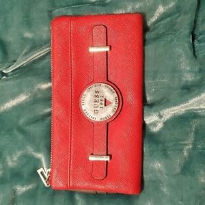 Guess red vegan leather wallet